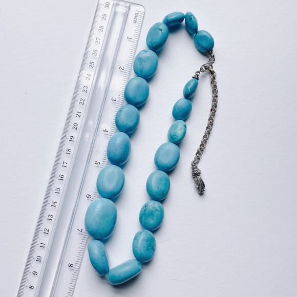 Vintage Turquoise (Reconstituted) Necklace, Southwestern Beaded Adjustable 1990s - Picture 8 of 10